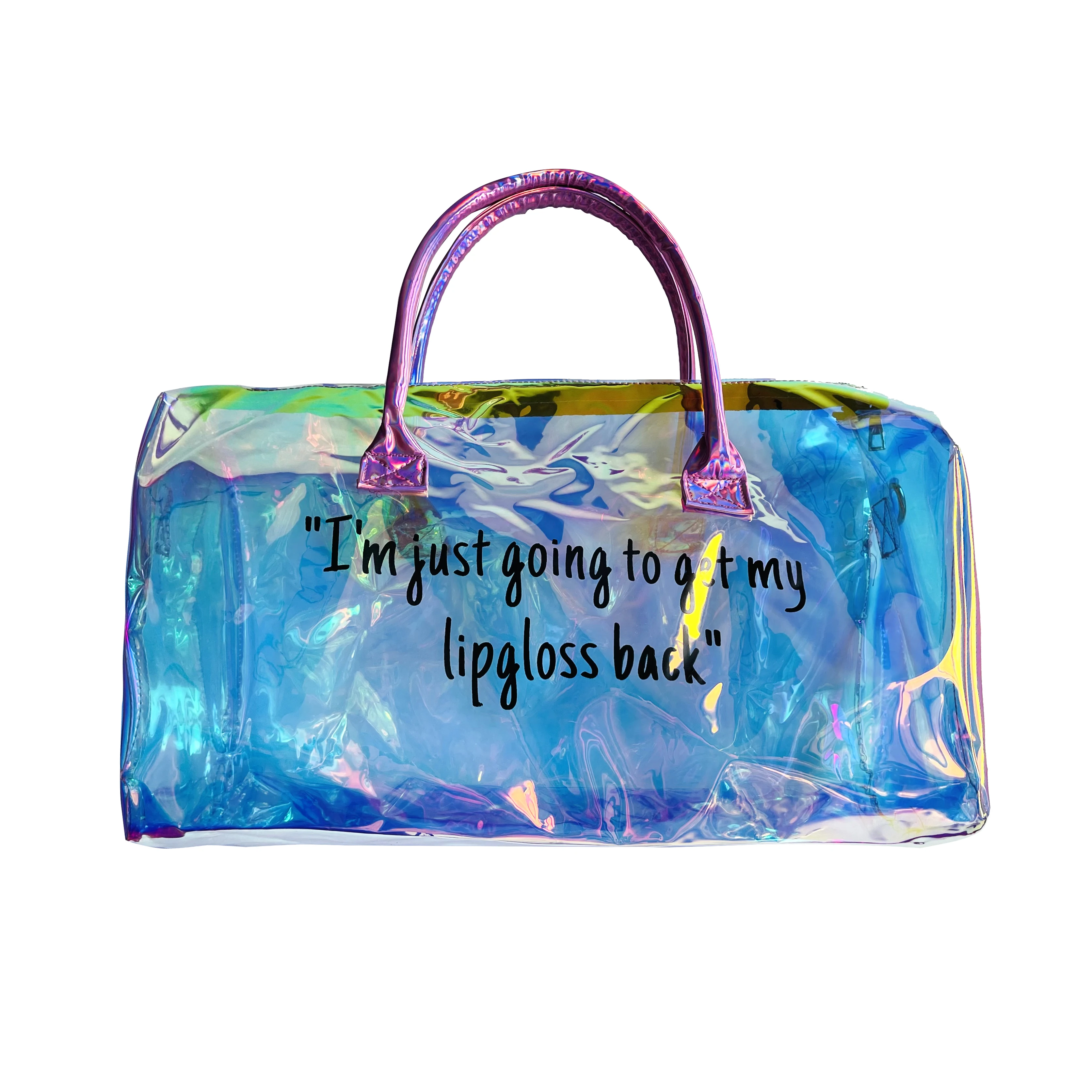 

New fashion amazon custom Logo PVC holographic gym duffle tote ladies mujer jelly beach clear handbags for women hand bag, As pic