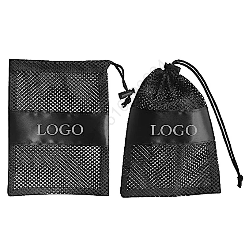 

Custom logo polyester drawstring bag mesh pockets bag, Cmyk