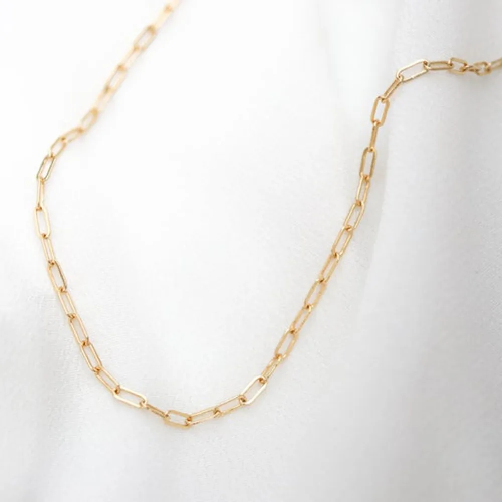 

14k gold plated 316 l stainless steel necklace cuban paperclip link chain choker necklace women jewelry, Silver / gold / rose gold