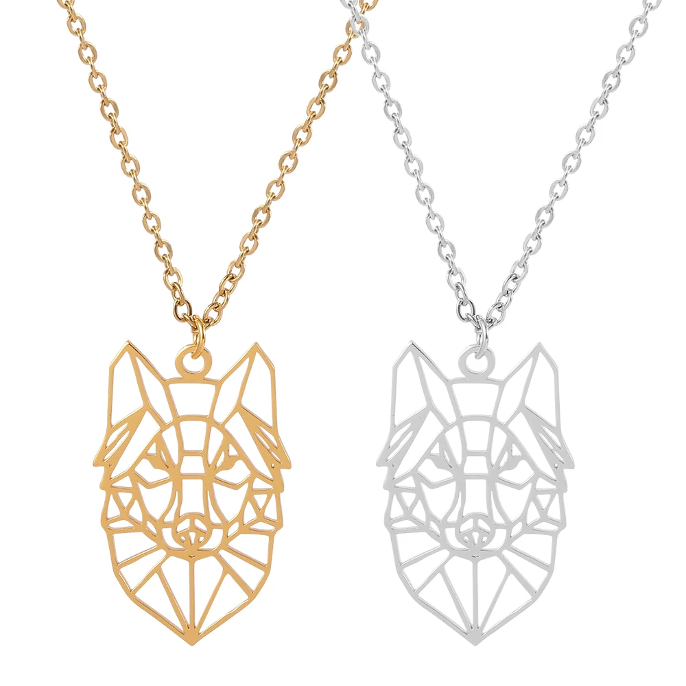 

Wolf Animal Necklace 316L Stainless Steel Forest Animals Men Necklace Hollow Cut Out Pendant Jewelry Gift For Women Wholesale, Gold/silver color