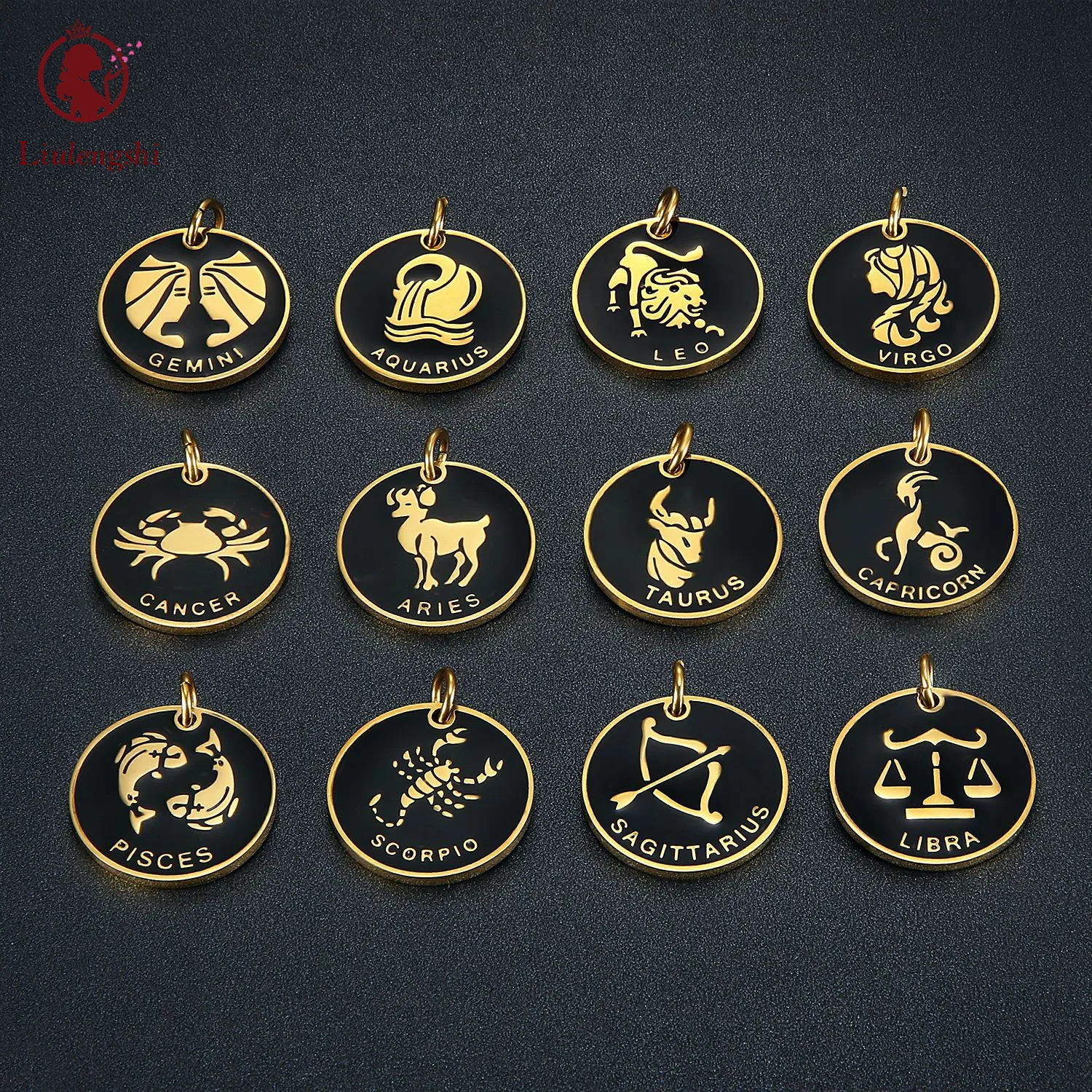 

Classic Hip Hops Stainless Steel Horoscope Necklace Round Twelve Zodiac Sagittarius Sign Astrology Necklace For Gift