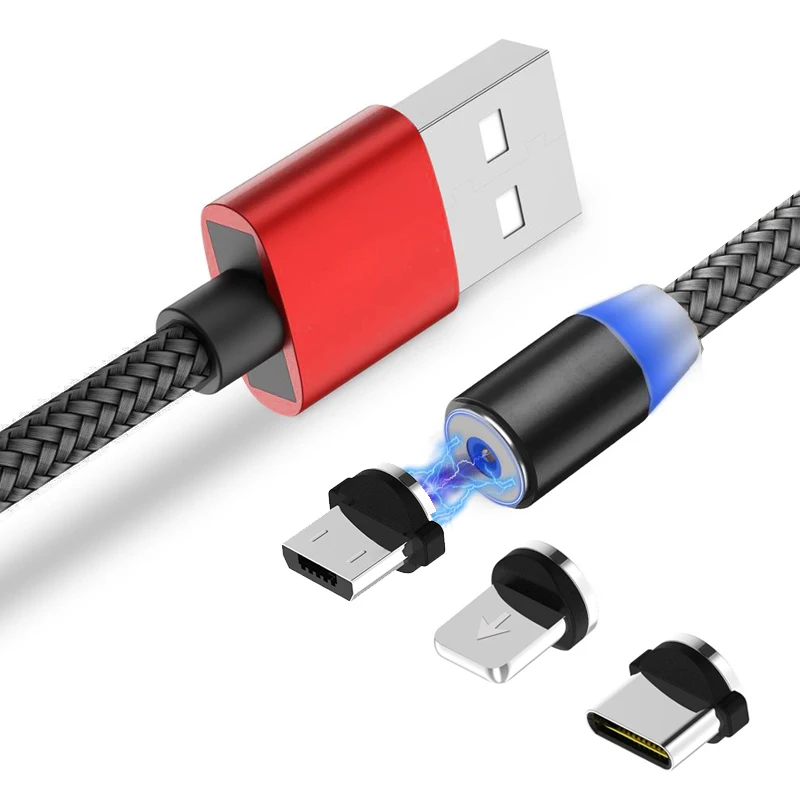 

Magnetic Cable 3 in 1 Type-C USB Magnetic Charging Cable, Black, red, silver
