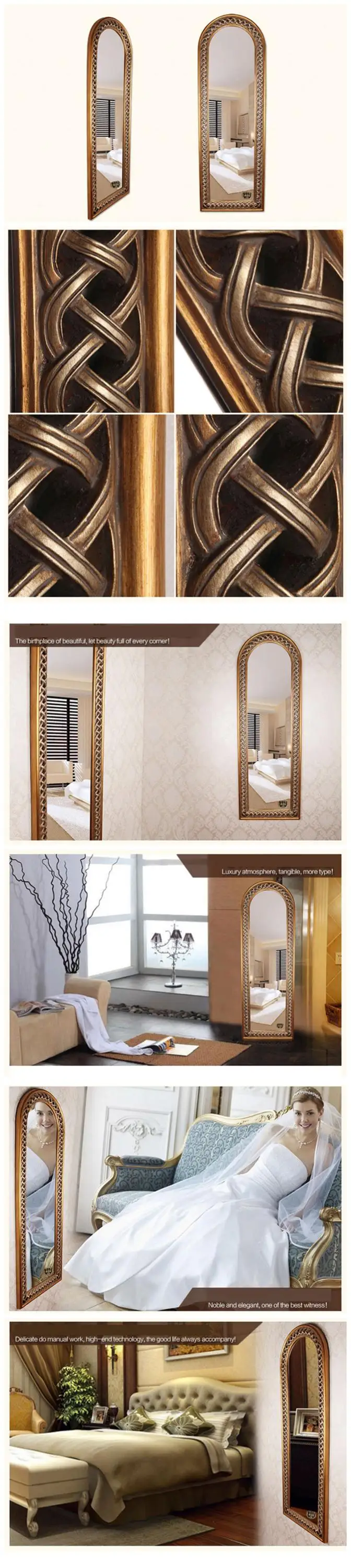 MOK polyurethyane framed decorative wall mounted arched bedroom mirror