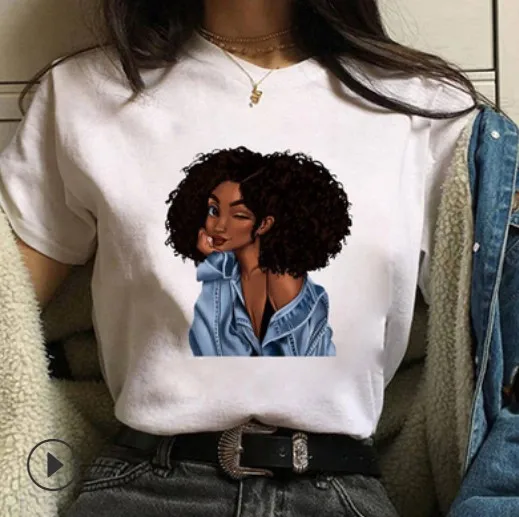 

2020 polyester vogue street women's white print girls ladies t shirt cheap price