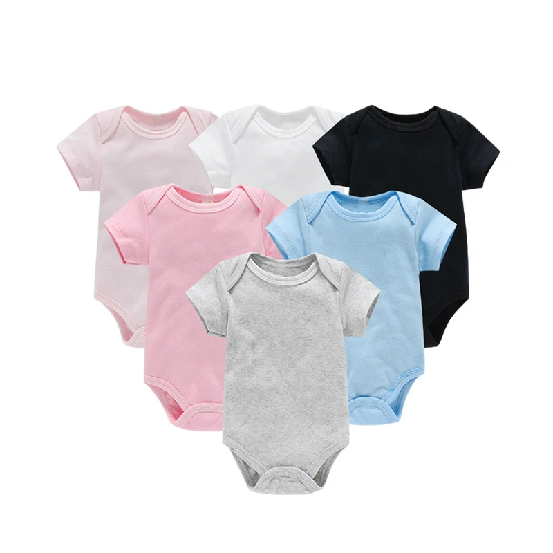 

Cotton Infant Short Summer Newborn One Piece Body Baby Romper Babysuit, Pink blue