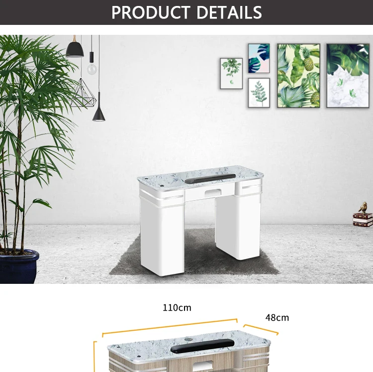 Classic Nail Salon Marble Manicure Table for nail desk Customizable dust collector