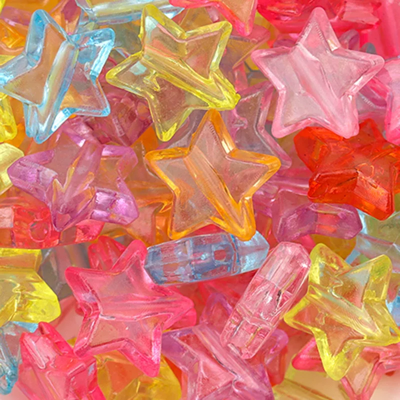 

50pcs/bag Transparent Acrylic Star Loose Beads Candy Color Star Spacer Beads DIY Bracelet Beading Materials