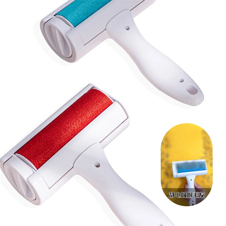 

Dog Cat Pet Fur Hair Remover Brush Lint Roller Animal Pet Hair Collector Cleaning Removal Grooming Tool Pet Hair Remover, White +red;white+blue