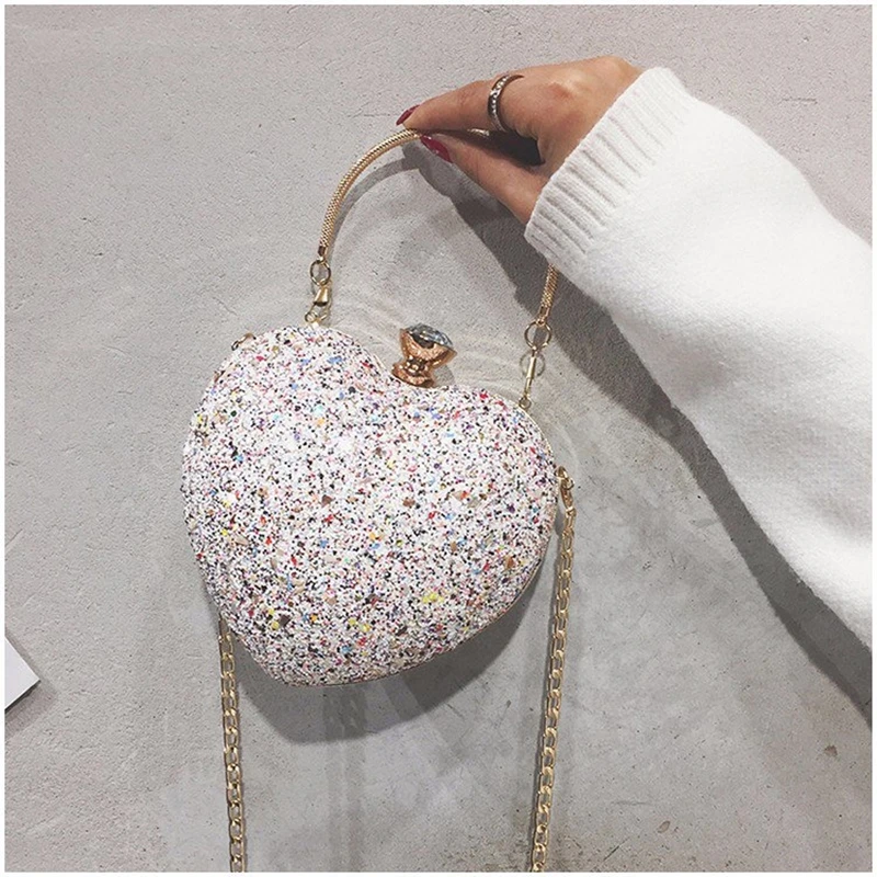 

Party valentine bridal wedding glitter heart shape small purse crossbody bag messenger bags crossbody side bag, Accept customizable color