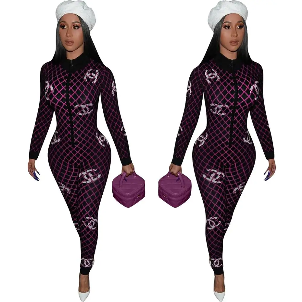 Sexy tight-fitting long-sleeved jumpsuit