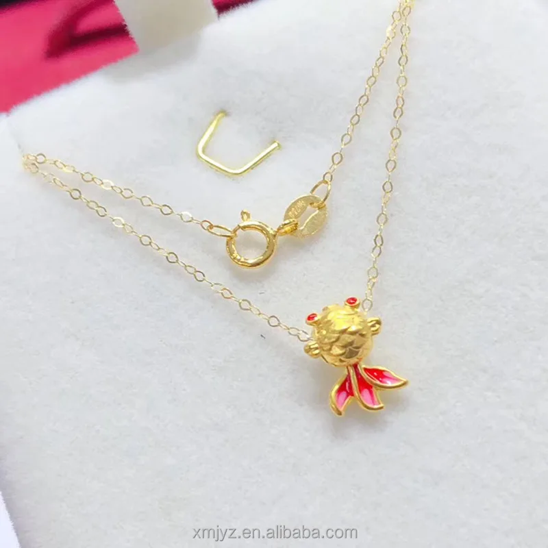 

HD0037 Gold Micro-Inlaid Ponyo Fish Pendant Necklace 24K Gold Plated Brass Clavicle Pendant Plated Gold Jewelry