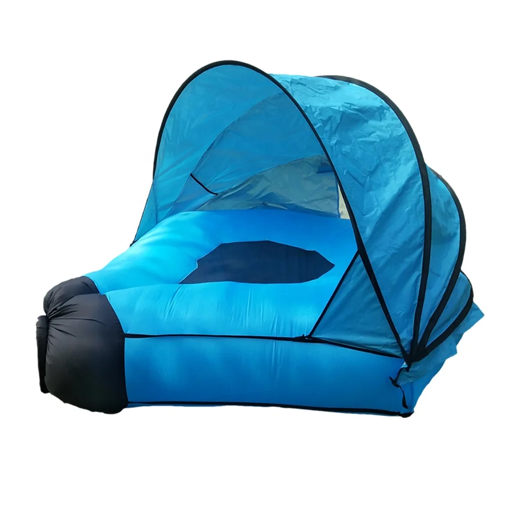 

Amazon Top Seller Canopy Double Camping Sleeping Bag Pod Inflatable Air Lounger Sofa with Tent, Light blue , green , orange and purple , etc