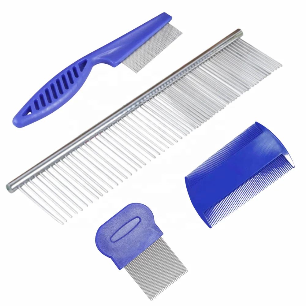 

D-220221-11 stainless steel plastic Multi-color mixing Four-piece pet comb