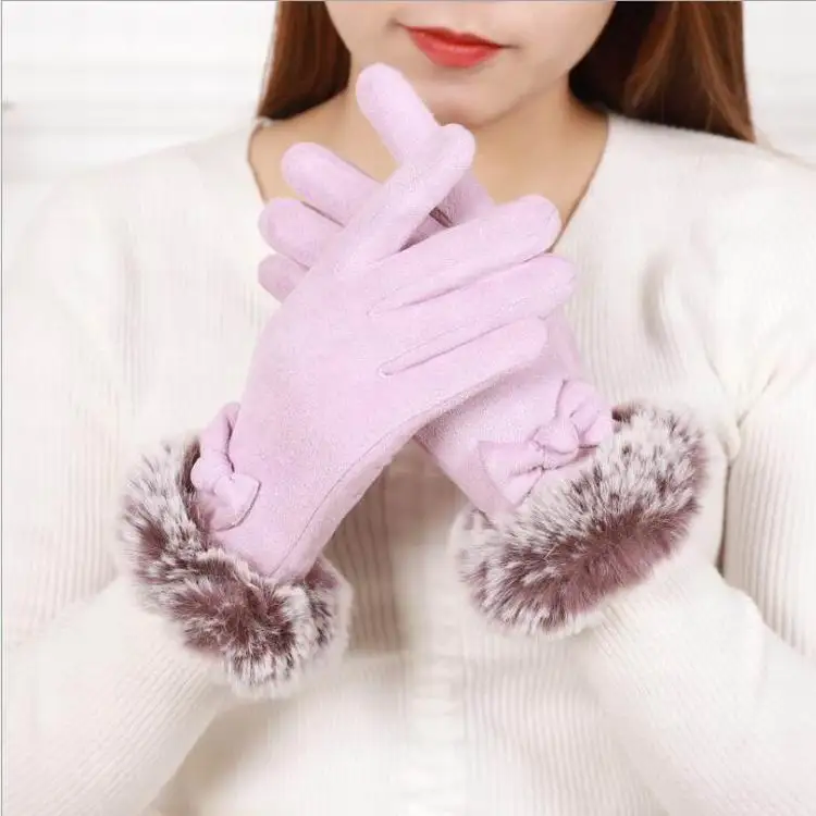 2020 Amazon Hot Sales Winter Woman Fashion Warm Touch Screen Outdoor Activity Cycling Running Sports Gloves With Soft Velvet