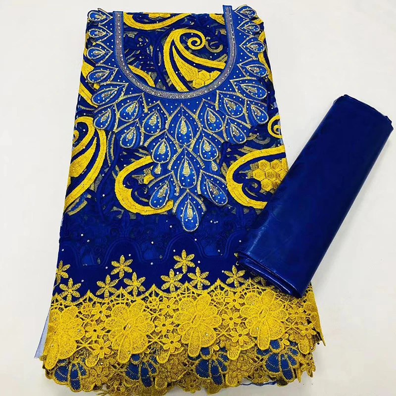 

Sinya Beautiful Net Lace Fabrics With Match Bazin And Scarf High Quality French Bazin Lace Fabrics Sewing Women Party Dress