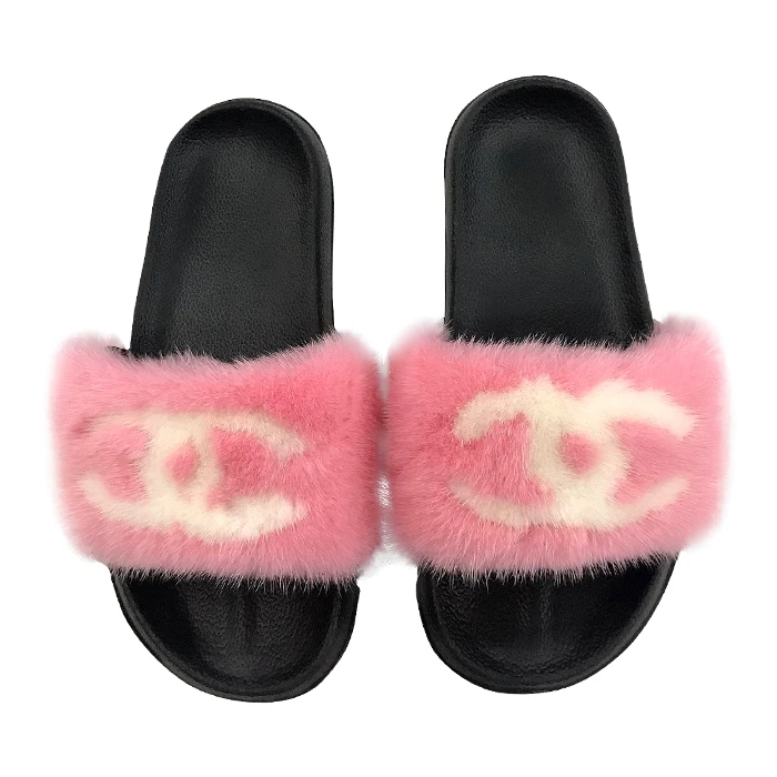 

Soft Fluffy Women Slippers Mink Fur Slides