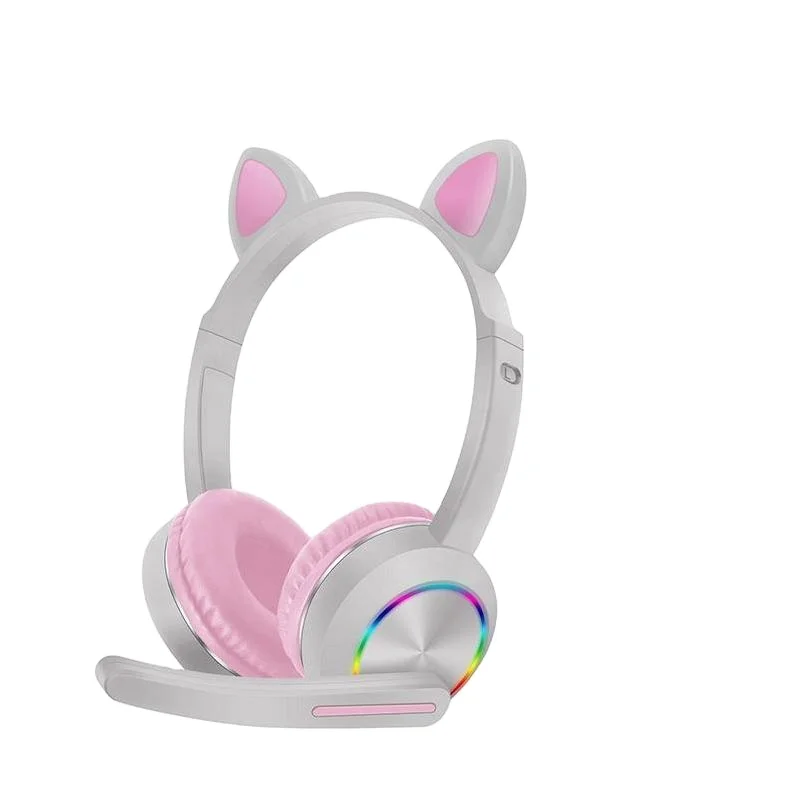 

Hot-selling Led Light Wired Headphones Cat Ear Headsets With Microphone Online Lesson Learning Headset For Kids AKZ-020