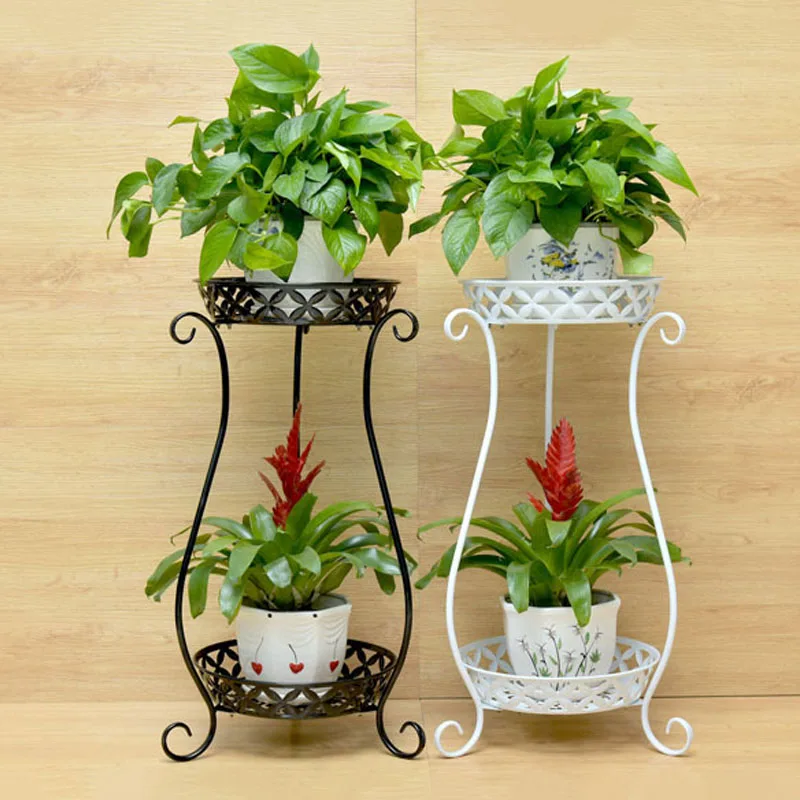 

Wholesale 2 Layers European Style Metal Flower Stand Amazon Hot Sale Plant Display Indoor And Outdoor Wedding, Any color