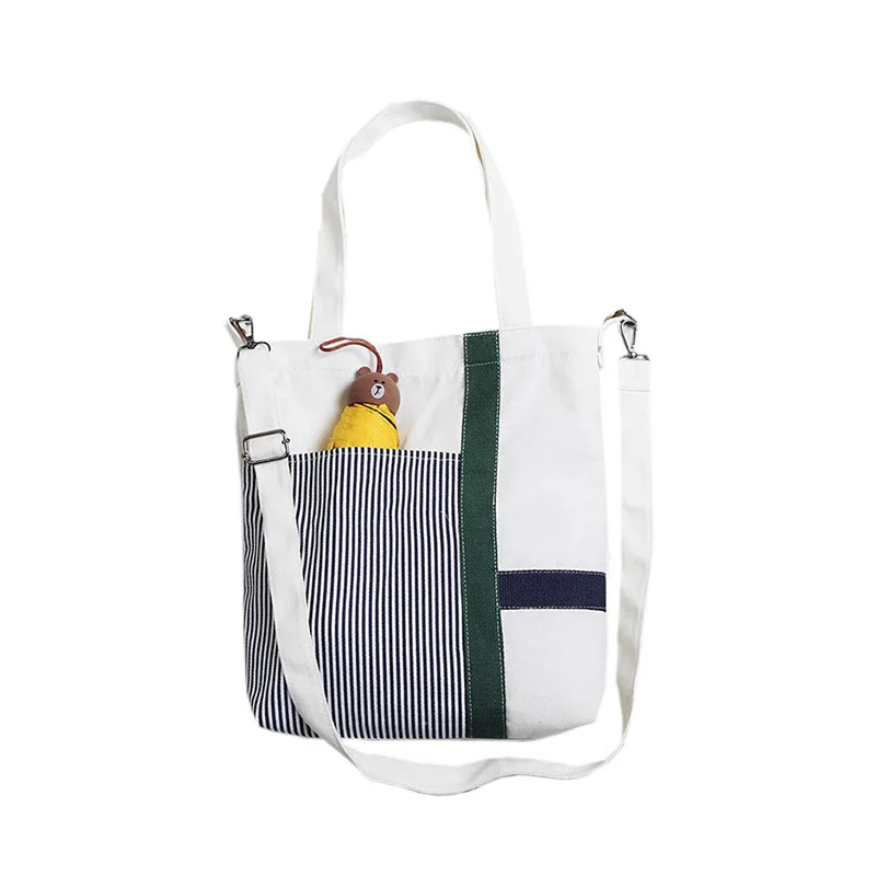 

Custom Wholesale Eco-friendly Striped Printed Shopping Canvas Tote Bag For Book Shopping