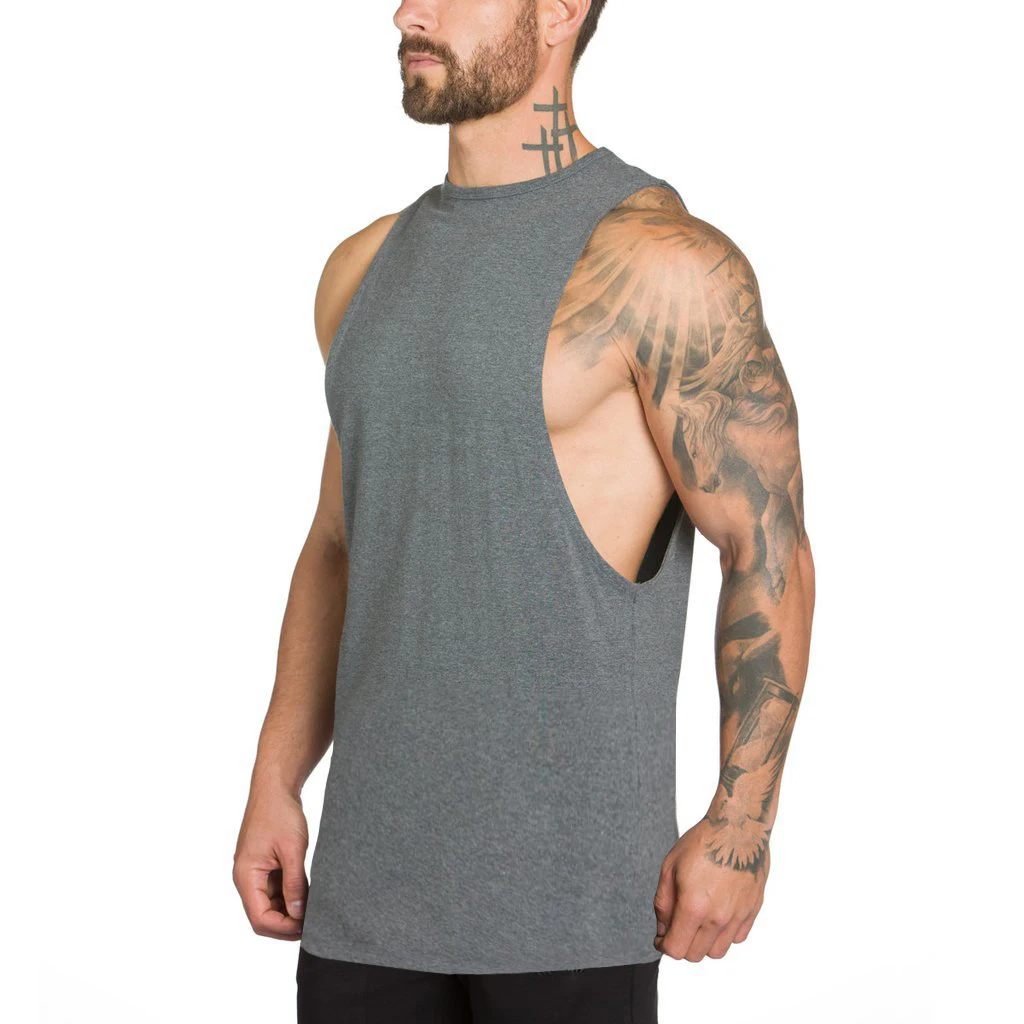 
Wholesale Manufacturer New Design Cotton Comfortable Sleeveless Men Tank Tops Fitness Singlet Bodybuilding Workout Gym Vest 