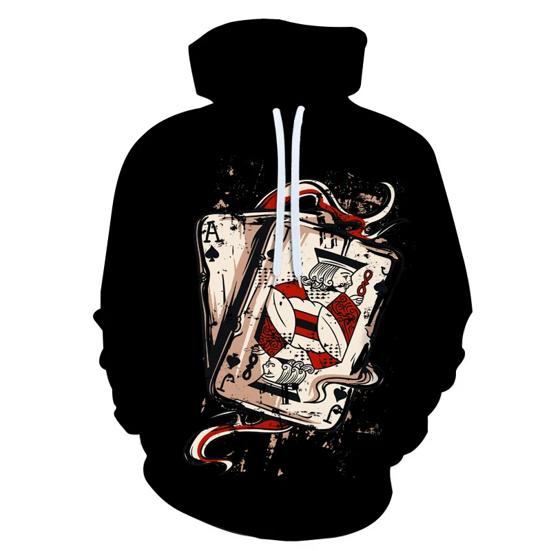 

Playing card A, J pattern 3D sublimation printing hoodie