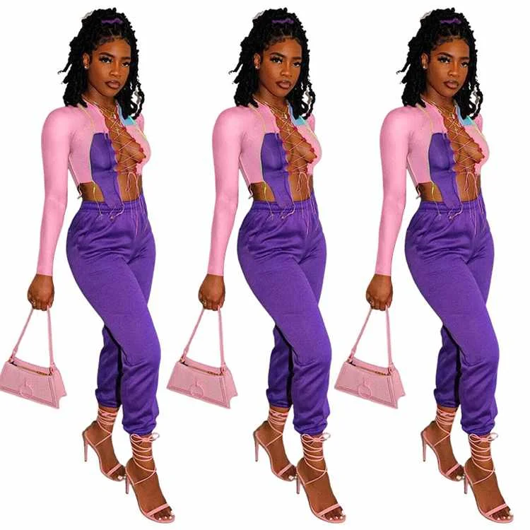 

Hot selling long sleeve two piece set sweatshirts fall clothing for women