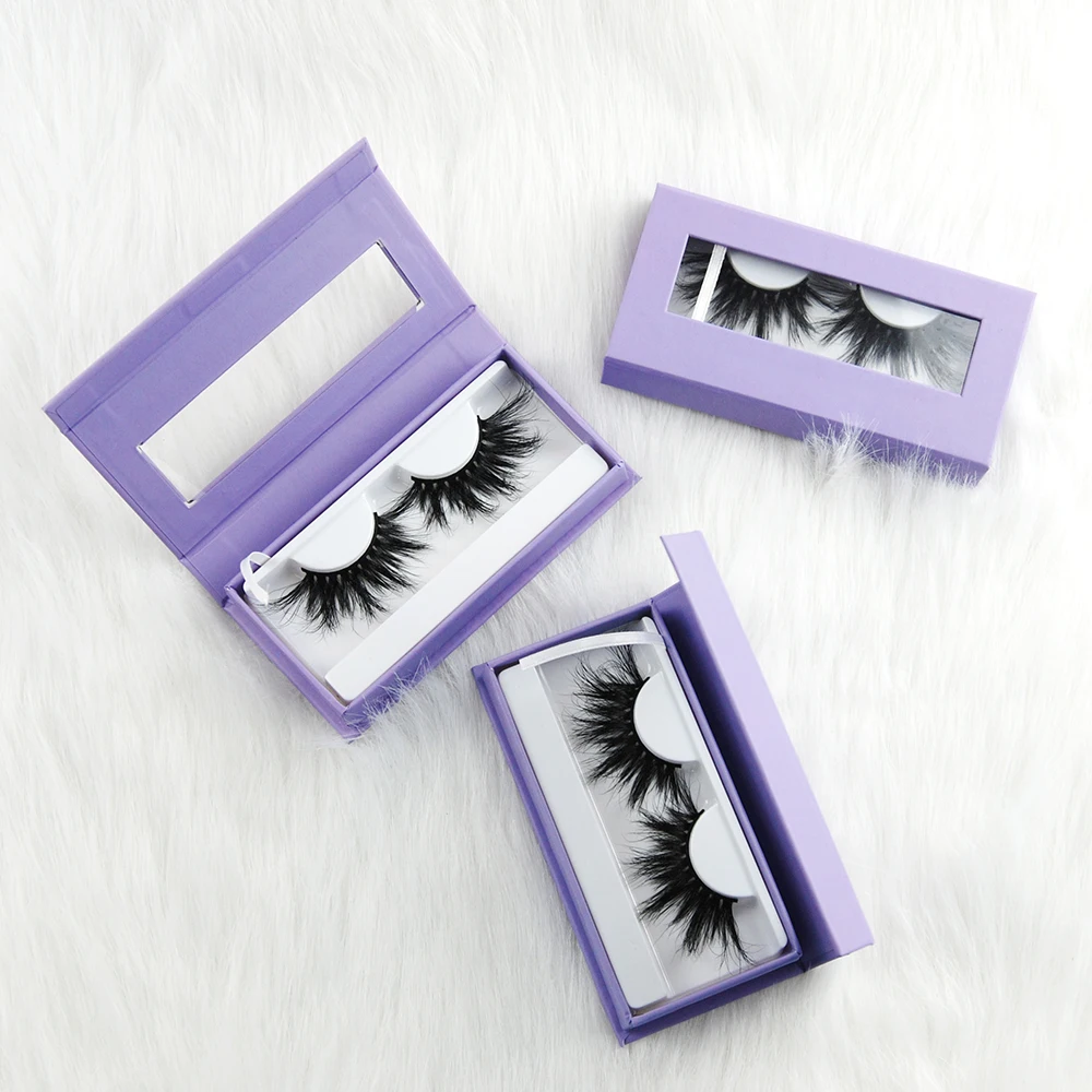

false mink eyelashes custom eyelash packaging box 25mm lashes, Black