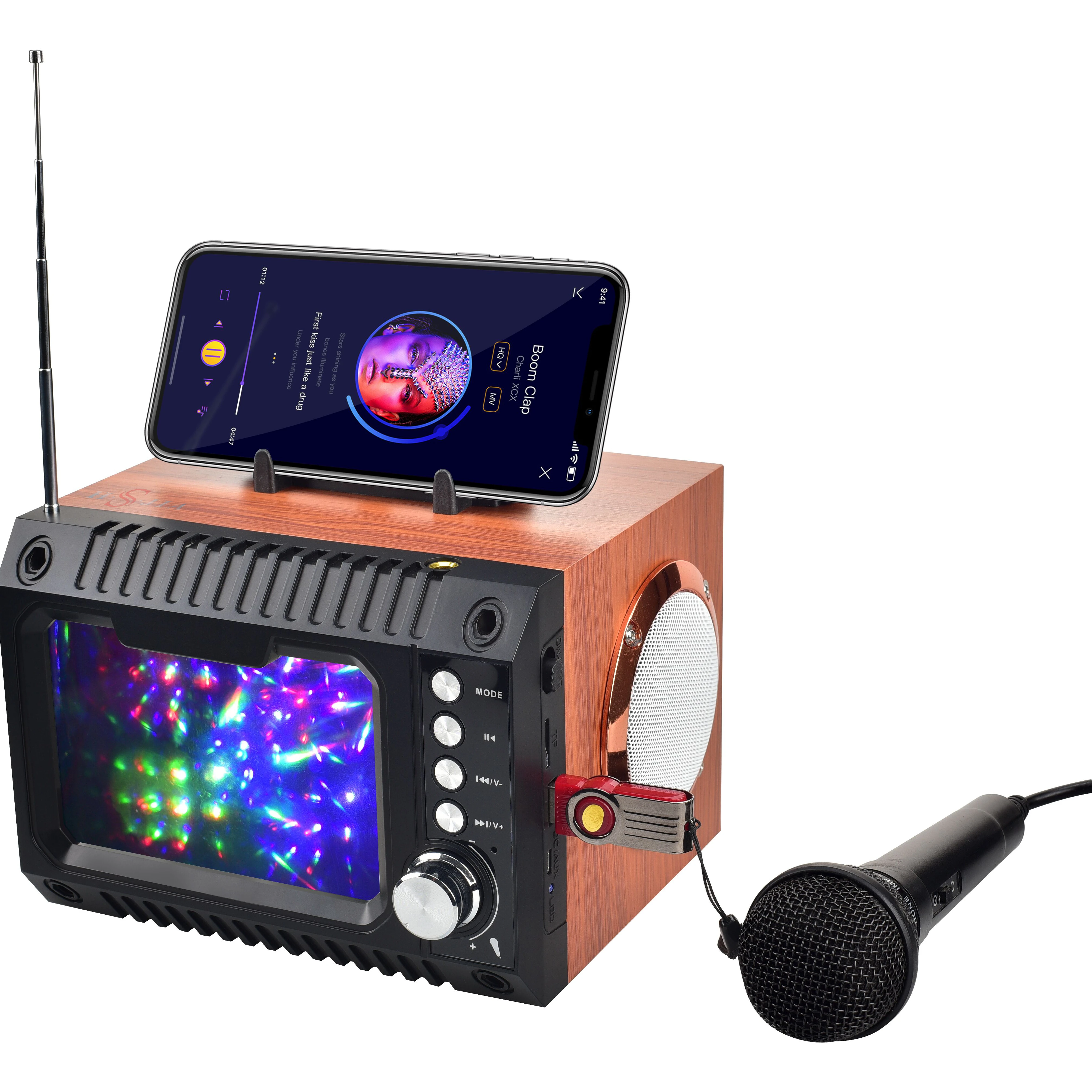 

Newest Portable Retro Radio Speaker box Wireless Speaker Wooden Speakers, Black/ brown