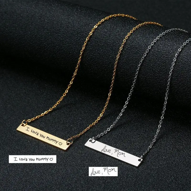 

Wholesale Custom Stainless Steel Bar Necklaces Blank Personalized Engraved Necklace Pendant