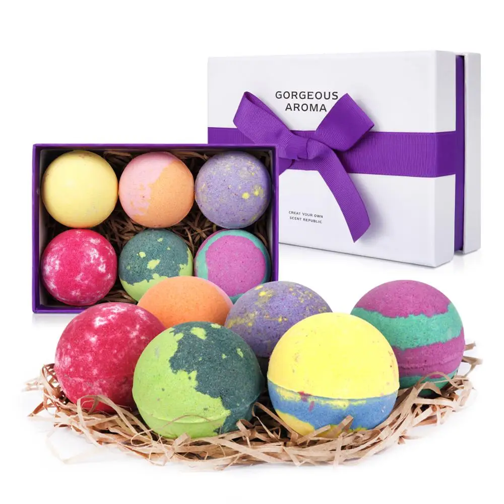 

Hot Selling Christmas Gift Set Private Label Natural Organic Vegan Handmade SPA Moisturizing Rich Bubble Fizzy Bath Bombs, Multi color