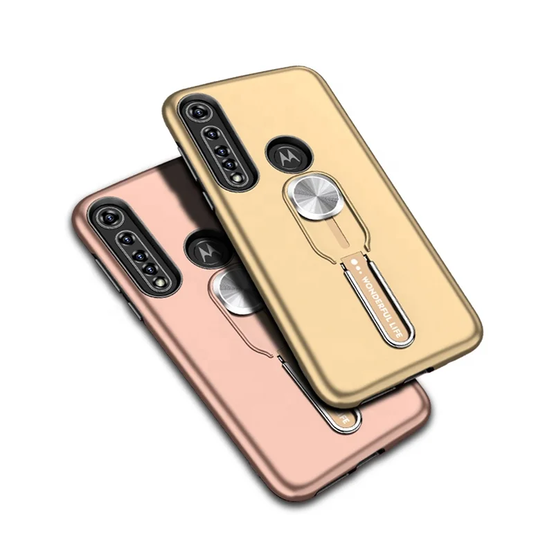 

2 in 1 TPU PC Hybrid Phone Cover Shockproof case For Moto G8 Plus With Silicone Finger Ring, Multi-color, can be customized