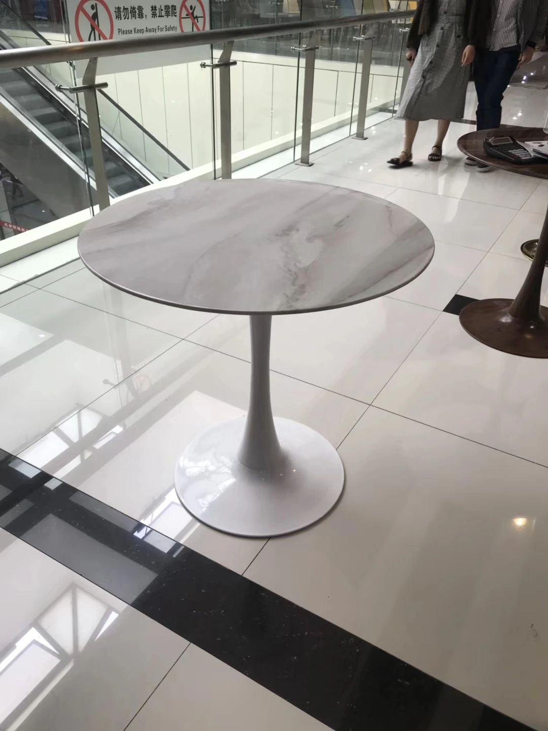 
New design modern furniture black round design dining marble table for restaurant 