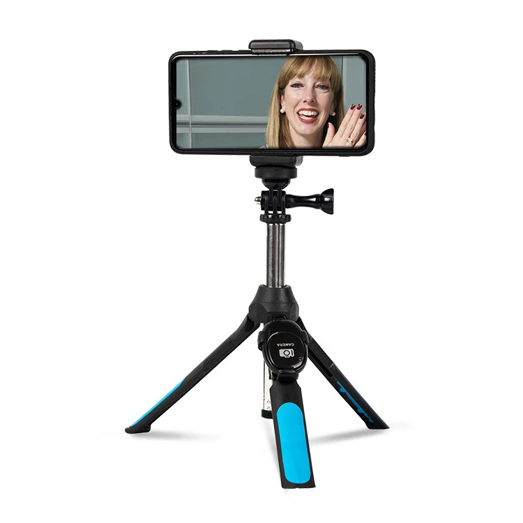 

K18 Wireless Remote Selfie Stick Tripod Mini Selfie Stick 360 Rotation for Cellphone Smartphone, Black+blue