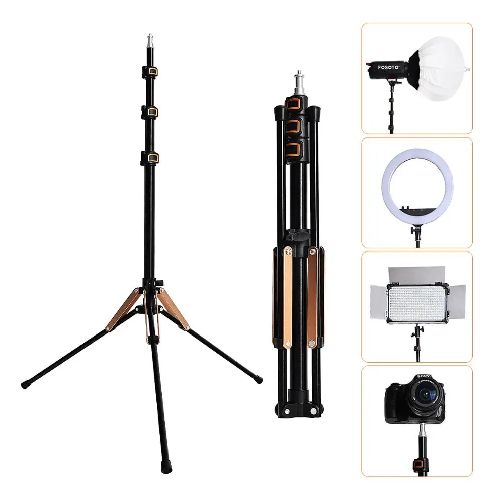 

Mexico Free Shipping Fosoto FT-195 1/4Screw Folding Light Camera Tripod Stand For Photo Studio Photographic Video ring light