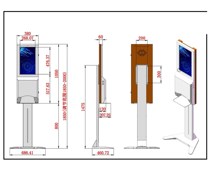 21.5 inch capacitive touch digital signage kiosk and auto hand sanitizer dispenser