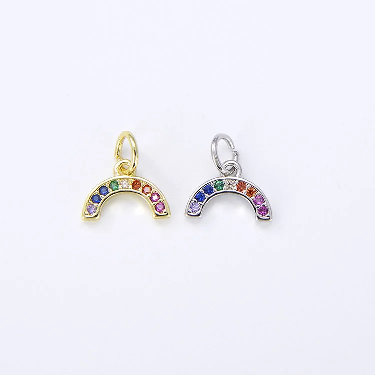 

CZ8299 Dainty Tiny Mini Small Gold CZ Diamond Rainbow Charm,Tiny Minimal Zircon Cubic Zirconia Multicolor Rainbow Charm Pendant