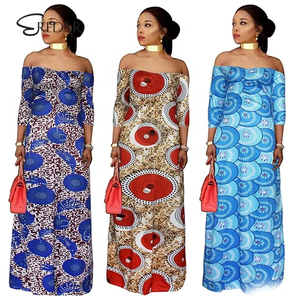 

African women Clothing plus size print maxi long dresses off shoulder summer vetsidos robe de soiree dress, As pictures& customized