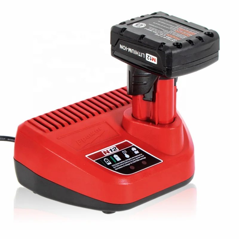 

Replacement Milwaukee Genuine OEM 48-59-2401 M12 Lithium Ion 12 Volt Battery Charger w/LED Indicating Red, Black+red