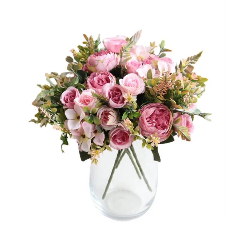 

Peony Party Decoration Small Rose Wedding Fake Flowers Festival Supplies Home Decor Bouquet Vintage Silk Artificial Flowers
