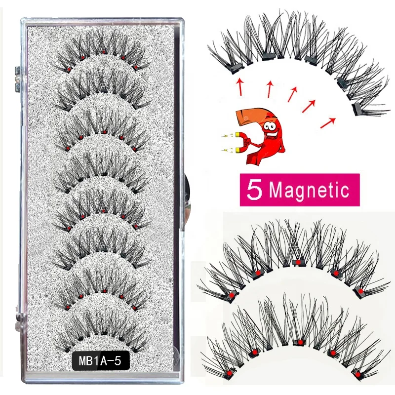 

New MBA 5 Magnetic Eyelashes Long 3D Mink Magnetic False lashes Wear faux cils magnetique Natural Thick Magnetic Eyelashes, Picture showed