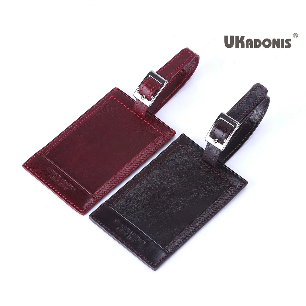 

Custom Logo Travel Tag with Core pulling buckle Flap Genuine Leather Work card Luggage Tag, Black