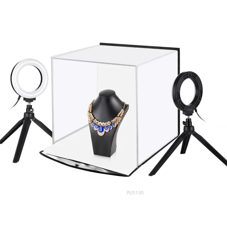 

PULUZ 30cm Folding Portable Ring Light LED Photo Dimmer Portable Photographic Shooting Tent Box with 6 Color Backdrops