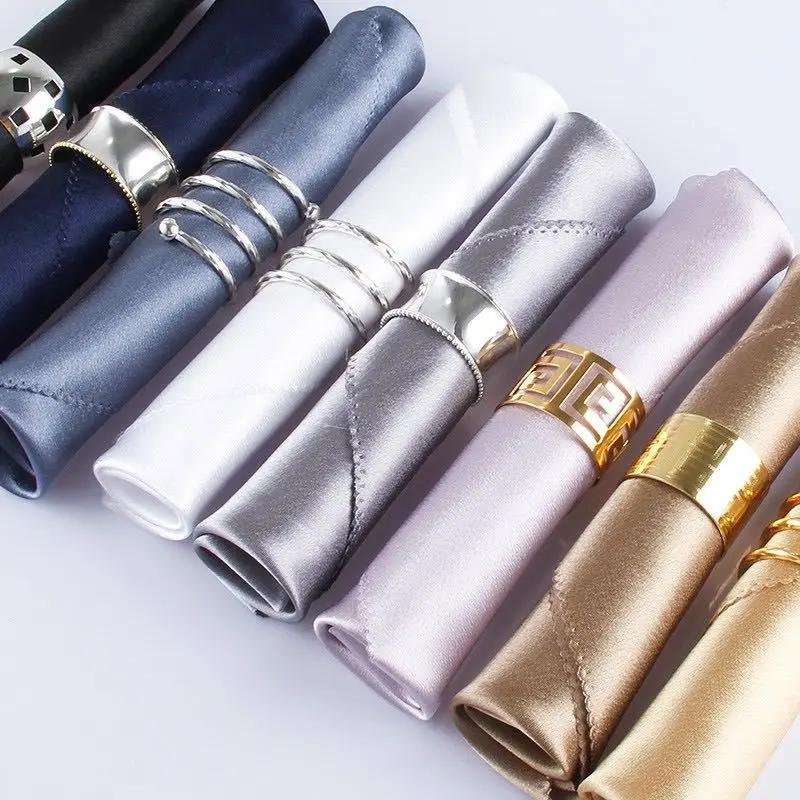 

Customized White Satin Cloth Dinner Cotton Decoration Linen Wedding Table Napkin