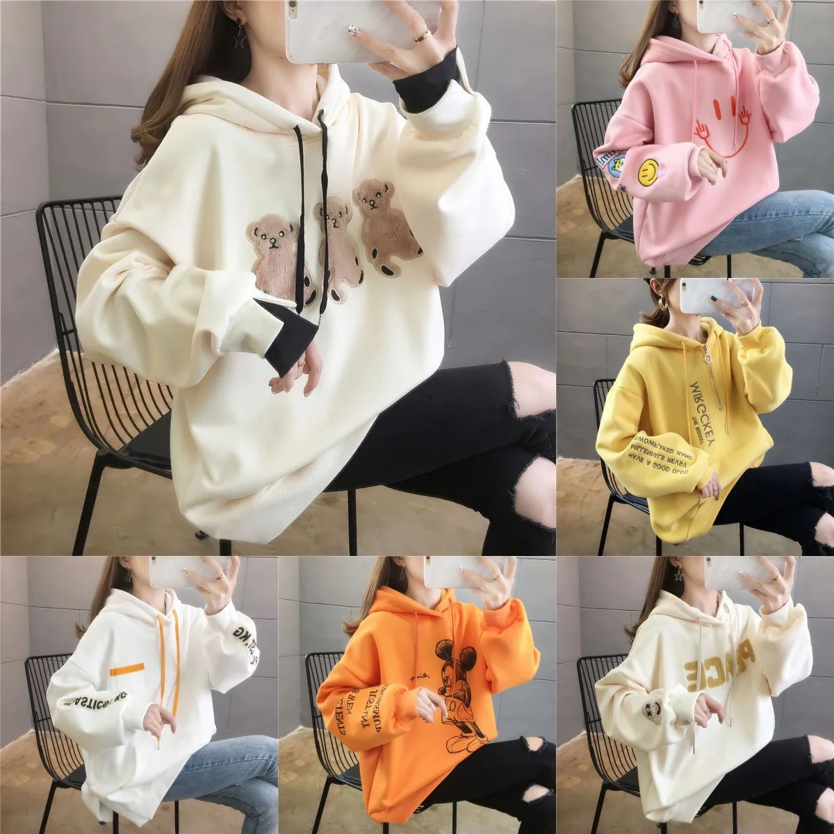 

Cotton pullovers Warm women's hoodies wholesale women's pullovers print embroidered hoodies spot