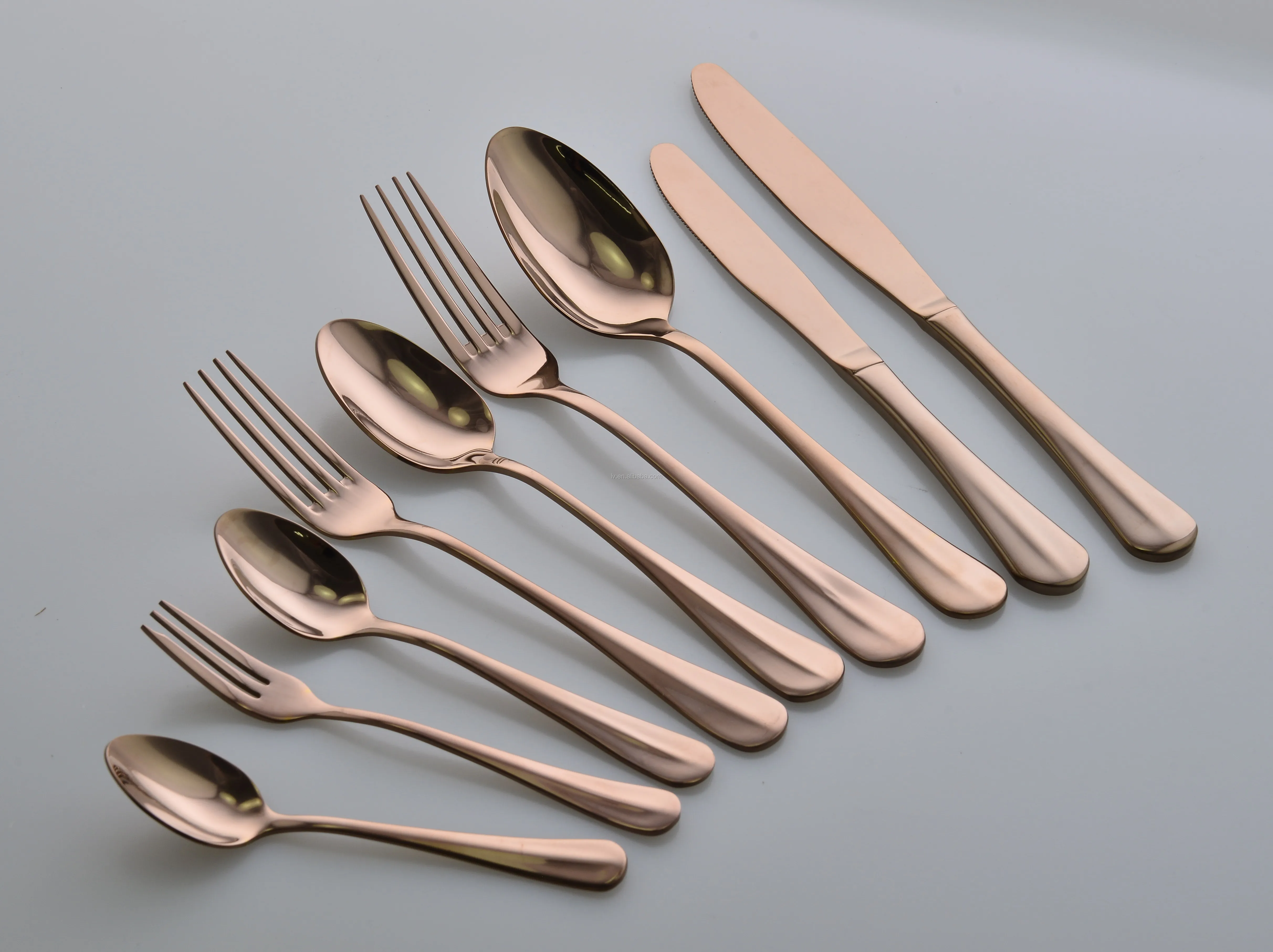 stainless steel cutlery rose gold pvd coating flatware set