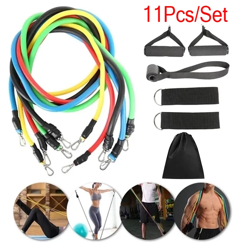 

11 Pcs/Set Latex Resistance Set Fitness Rubber Training Exercise Yoga Pull Rope Gym Equipment Elastic Bands