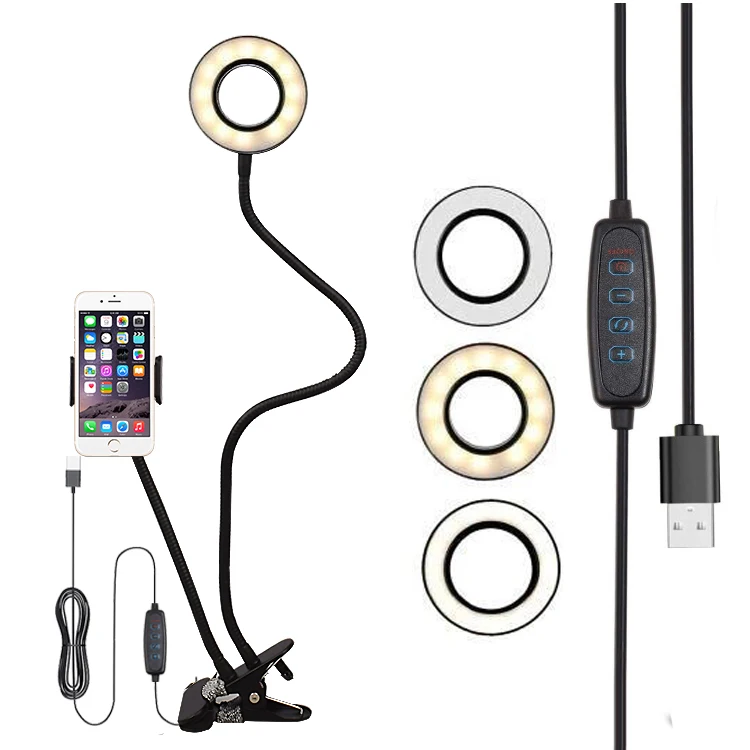 

Hot Selling YouTube TIK Tok Tiktok Video Live Stream Makeup Dimmable Selfie Ring Light with Cell Phone Holder and Stand Bracket