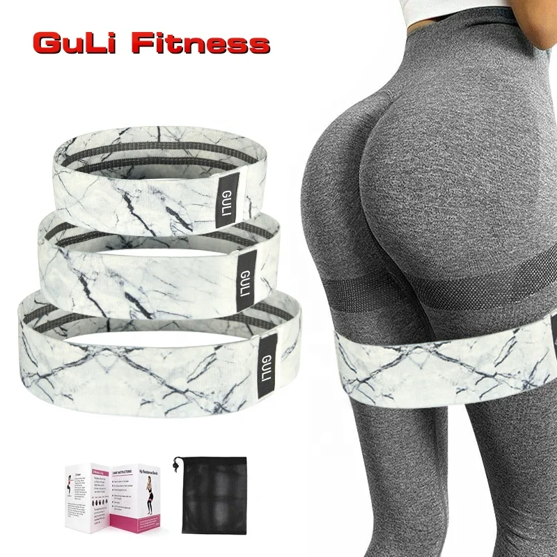 

3 Level Set Non-slip Fabric Loop Marble Fabric Resistance Band Heavy Hip Circle Training Elastic Fitness Bands, Customized color