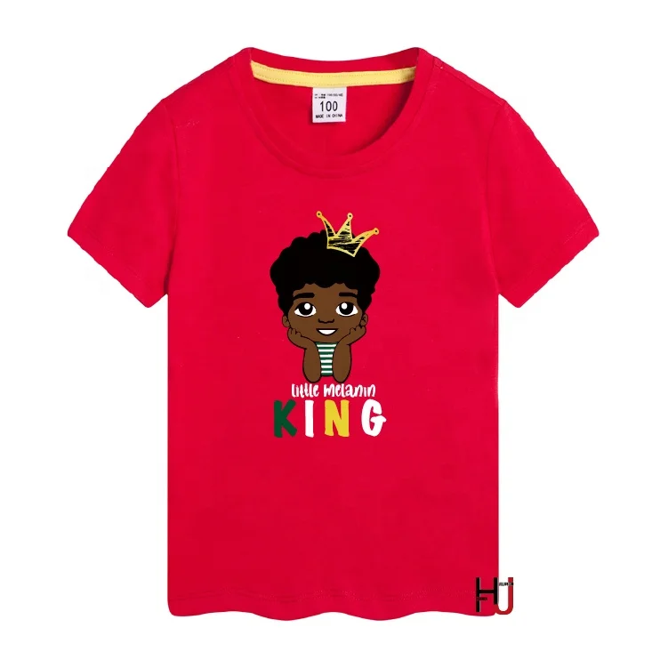 

Black Boy Graphic T Shirts Children Cute Summer Top Baby Kids Basic Tshirt Casual Little Melanin King T-Shirts, As picture show