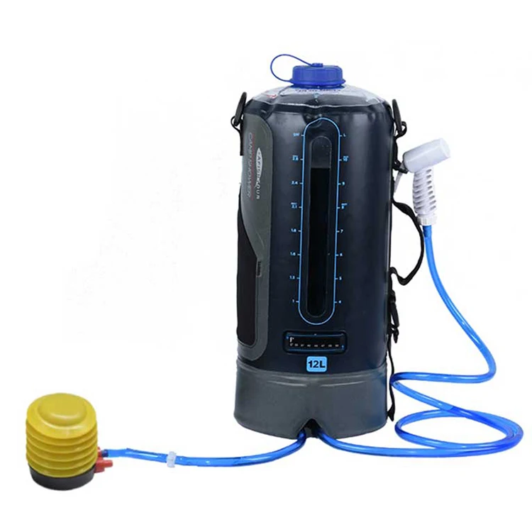 

FW2078 12L Outdoor Portable Pump Pressure Shower Shower Bag/Shower Bath Bag with Foot Pump for Beach Swim Travel Hiking, Black